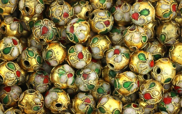  Gold Cloisonne Beads -  7mm - pkg of 60 * (Minimum qty. purchase of 1)