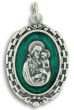  Large Green Enamel Medal - St Joseph     (Minimum quantity purchase is 1)