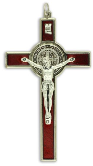   St Benedict Red Crucifix - 4 3/4"   (Minimum quantity purchase is 1)