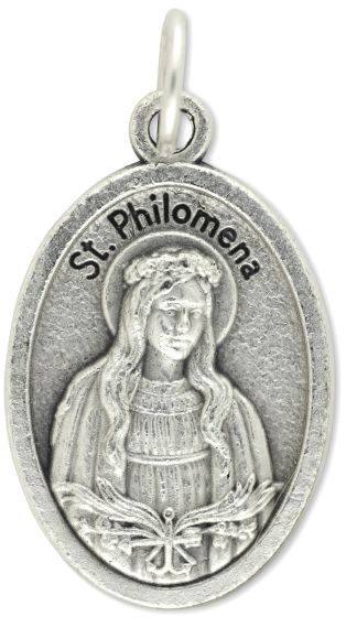  St Philomena / Pray for Us - Die-Cast Italian Silver Plated 1 inch (Minimum quantity purchase is 3)
