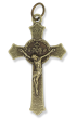  Miraculous Medal Flared Edge Crucifix - 1 1/2" Bronze, Made in Italy  *   (Minimum quantity purchase is 2)