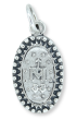 Miraculous Medal with Beaded Border - 3/4" Oval Silver Oxidized, Made in Italy * (Minimum quantity purchase is 3)