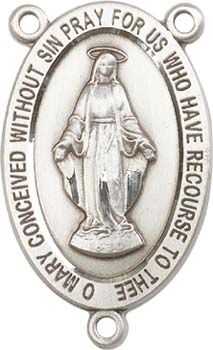 Sterling Silver Miraculous Rosary Center