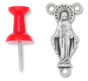 Blessed Virgin Mary Rosary Center - 7/8" Silhouette Silver Oxidized, Made in Italy * (Minimum quantity purchase is 2)