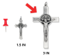 XL St Benedict Crucifix - 3" Straight Edge, Silver Oxidized, Made in Italy *   (Minimum quantity purchase is 1)