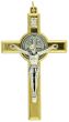 St Benedict Two Tone Crucifix Pendant - 3 1/8" Made in Italy *    (Minimum quantity purchase is 1)