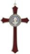 St Benedict Crucifix Pendant with Red Enamel - 4 3/4" Silver Oxidized, Made in Italy *   (Minimum quantity purchase is 1)  