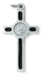 St Benedict Black Enamel Silver Oxidized Crucifix Pendant – 1 1/2", Made in Italy  * (Minimum quantity purchase is 1)