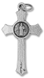 St Benedict Flared Edge Crucifix - 1.5" Silver Oxidized, Made in Italy  * (Minimum quantity purchase is 3)