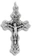 Ornate Fleur-de-Lis Crucifix - 2" Silver Oxidized, Made in Italy  *  (Minimum quantity purchase is 2)