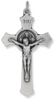 St Benedict Flared Edge Crucifix - 2" Silver Oxidized, Made in Italy  *  (Minimum quantity purchase is 1)