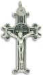 St Benedict Rosary Crucifix (Scroll Design) – 1 5/8" Silver Oxidized, Made in Italy * (Minimum quantity purchase is 2)