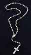First Communion Rosary with White Beads, Holy Family Centerpiece and White Enamel Crucifix, Boxed - 13.5"   (Minimum qty. is purchase 1) 