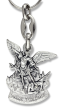 St Michael the Archangel Metal Key Chain - 3.5", Silver Ox    (Minimum quantity purchase is 1)