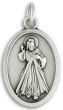 Divine Mercy Medal (Jesus I Trust in You) – 1" Oval Silver Oxidized, Made in Italy  * (Minimum quantity purchase is 3)