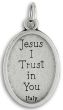 Divine Mercy Medal (Jesus I Trust in You) – 1" Oval Silver Oxidized, Made in Italy  * (Minimum quantity purchase is 3)