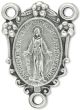 Miraculous Medal Rosary Center - 1" Ornate Crest Silver Oxidized, Made in Italy   (Minimum quantity purchase is 2)