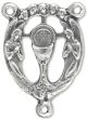 Holy Communion Chalice Rosary Center with Angels – 7/8" Open Design Silver Oxidized, Made in Italy * (Minimum quantity purchase is 3)
