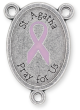 St Agatha Pink Ribbon Rosary Centerpiece (Breast Cancer) - 1" Oval Silver Oxidized, Made in Italy  (Minimum quantity purchase is 2)