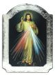  Divine Mercy Jesus Icon with Silver Foil on Wood - 5 1/2"   (Minimum quantity purchase is 1)  