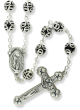   Double Capped Bead Rosary with 9mm Black Glass Beads - 24"  (Minimum quantity purchase is 1)