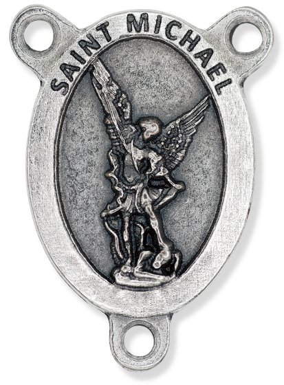 St Michael the Archangel Oval Centerpiece - Silver Ox, 1-1/16"   (Minimum quantity purchase is 2)