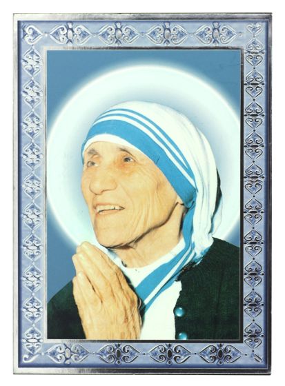  St Teresa of Calcutta Icon with Silver and Gold Foil on Wood - 5 1/2" *   (Minimum quantity of purchase is 1)