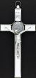   St Benedict 8 inch Metal Wall Crucifix - White Enamel   (Minimum quantity purchase is 1)