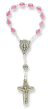 Decade Rosary Chaplet with Miraculous Medal Center and Pink Glass Beads - 5.5"    (Minimum quantity purchase is 1)