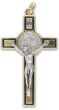 St. Benedict Straight Edge Black Border Crucifix - 3-1/8", Two-Tone  (Minimum quantity purchase is 1) 