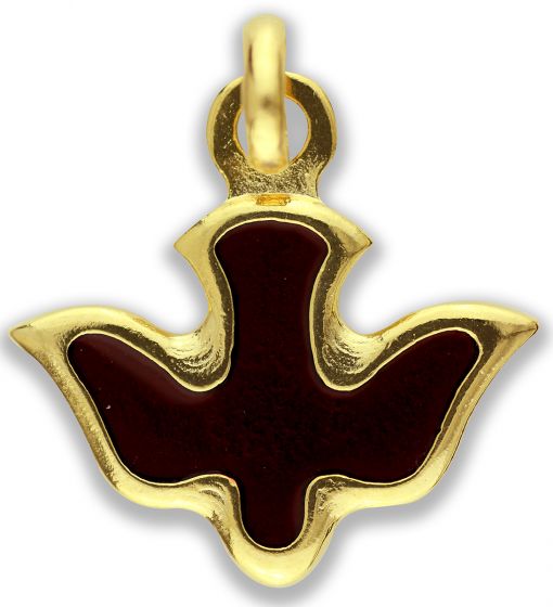  Red Enamel Holy Spirit Gold Tone Medal - 15/16"   (Minimum quantity purchase is 2)