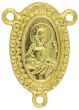 Sacred Heart of Jesus Rosary Center with Our Lady of Fatima - 7/8" Beaded Border Gold Plated, Made in Italy *  (Minimum quantity purchase is 2)