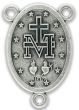 Miraculous Medal Rosary Center (English) – 1" Oval Silver Oxidized, Made in Italy  (Minimum quantity purchase is 2)