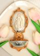  Olive Wood Miraculous Medal Holy Water Font - 6" * (Minimum quantity purchase is 1)
