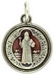  Round Silver w/ Red Enamel St. Benedict Medal  - 1"   (Minimum quantity purchase is 1)