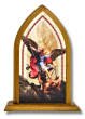 St Michael Tabletop Arched Wood Icon with Color Image - 5.25 x 3.75"   (Minimum quantity purchase is 1) 