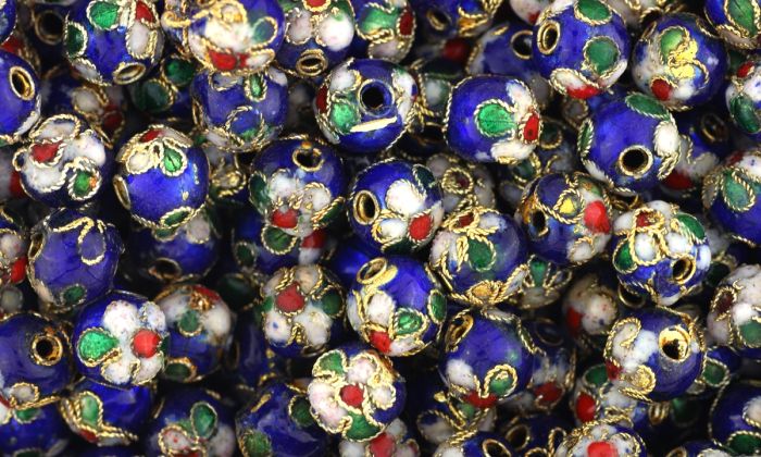    Blue Cloisonne Beads -  7mm - pkg of 60    (Minimum quantity purchase is 1)