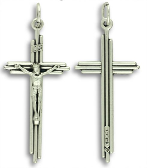Rosary Crucifix - 3 Bar Silver Oxidized 3.8 cm   (Minimum quantity purchase is 2)