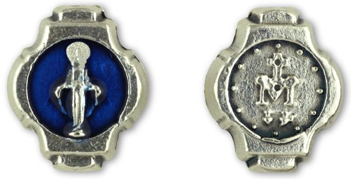  Blue Accent Miraculous Medal Devotional Beads - Pkg of 12   (Minimum quantity purchase is 1)