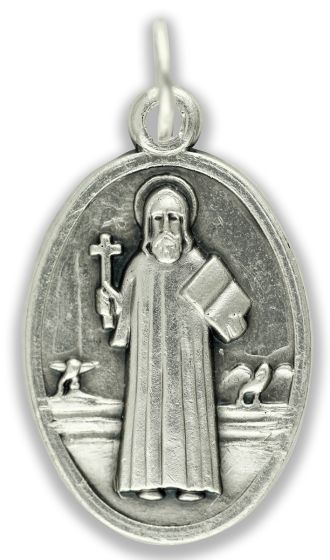 St Benedict Medal (Catholic Protection) – 1" Oval Silver Oxidized, Made in Italy  * (Minimum quantity purchase is 2)