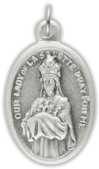   Our Lady of La Salette Medal - Italian Silver OX 1 inch (Minimum quantity purchase is 1)