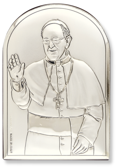 Pope Francis Silver Plated Embossed Icon - 3.25 x 2.5"   (Minimum quantity purchase is 1)
