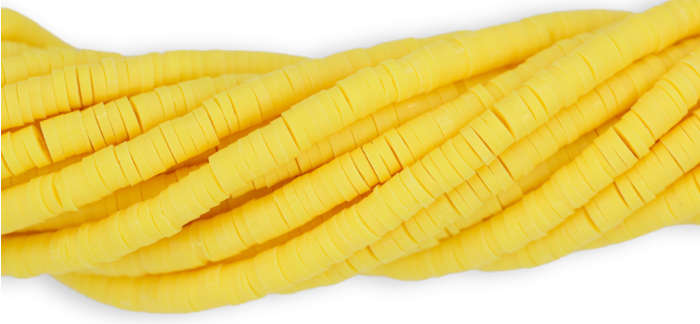 Yellow Polymer Clay Beads for Bracelet Making - 4 mm, 16" strand - Closeout Sale *  (Minimum quantity purchase is 3)