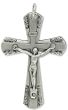 Rose Border Flared Crucifix – 1 5/8" Silver Oxidized, Made in Italy   (Minimum quantity purchase is 1)