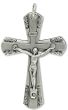 Rose Border Flared Crucifix – 1 1/4" Silver Oxidized, Made in Italy * (Minimum quantity purchase is 2)