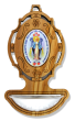 Miraculous Medal Holy Water Font (Color Image) – 3.75" Olivewood, Made in Italy  * (Minimum quantity purchase is 1)
