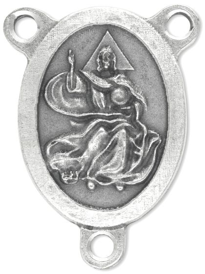 1-1/16" God the Father Rosary Center - Oval Silver Ox   (Minimum quantity purchase is 2)