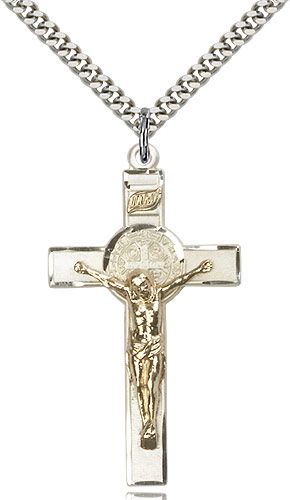 Two-Tone GF/SS St. Benedict Crucifix Pendant