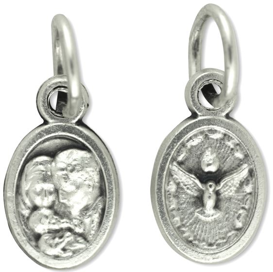 Holy Family / Holy Spirit Medal - Silver Oxidized 1/2"  (Minimum quantity purchase is 5)