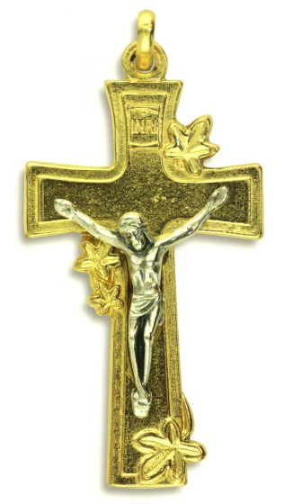  Lily of the Valley Two Tone Crucifix - 2"   (Minimum quantity purchase is 1)